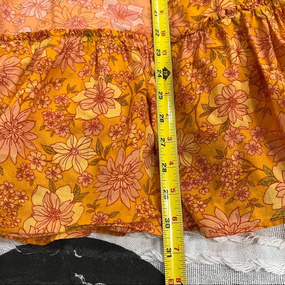 American Eagle Orange Floral Babydoll Mini Dress Sz XS Cottagecore Beach Light - Picture 13 of 13